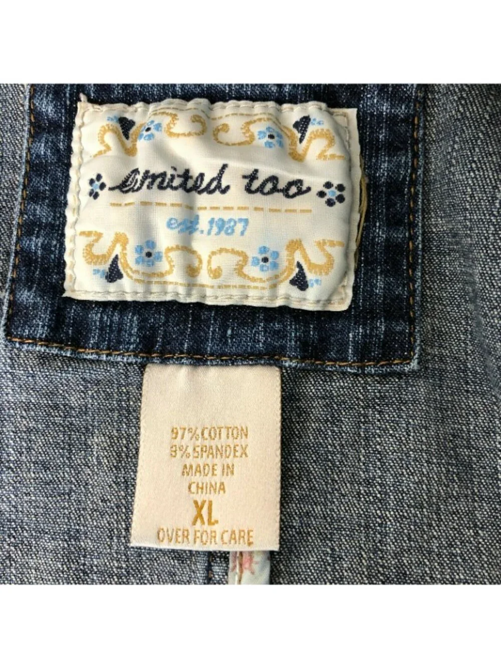 Limited Too Jean Jacket Girls XL Blue Denim Pockets Blazer EUC Princess Seams St